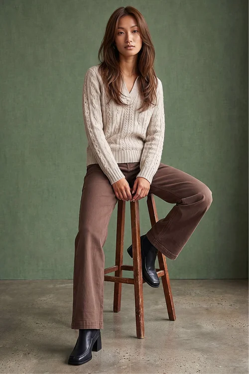Roman Stone Cable Knit Henley Jumper - 18 Image 2