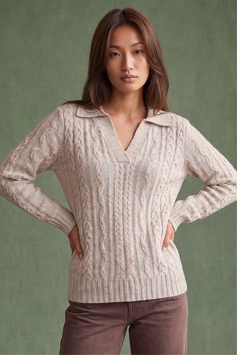 Roman Stone Cable Knit Henley Jumper - 18 Image 1