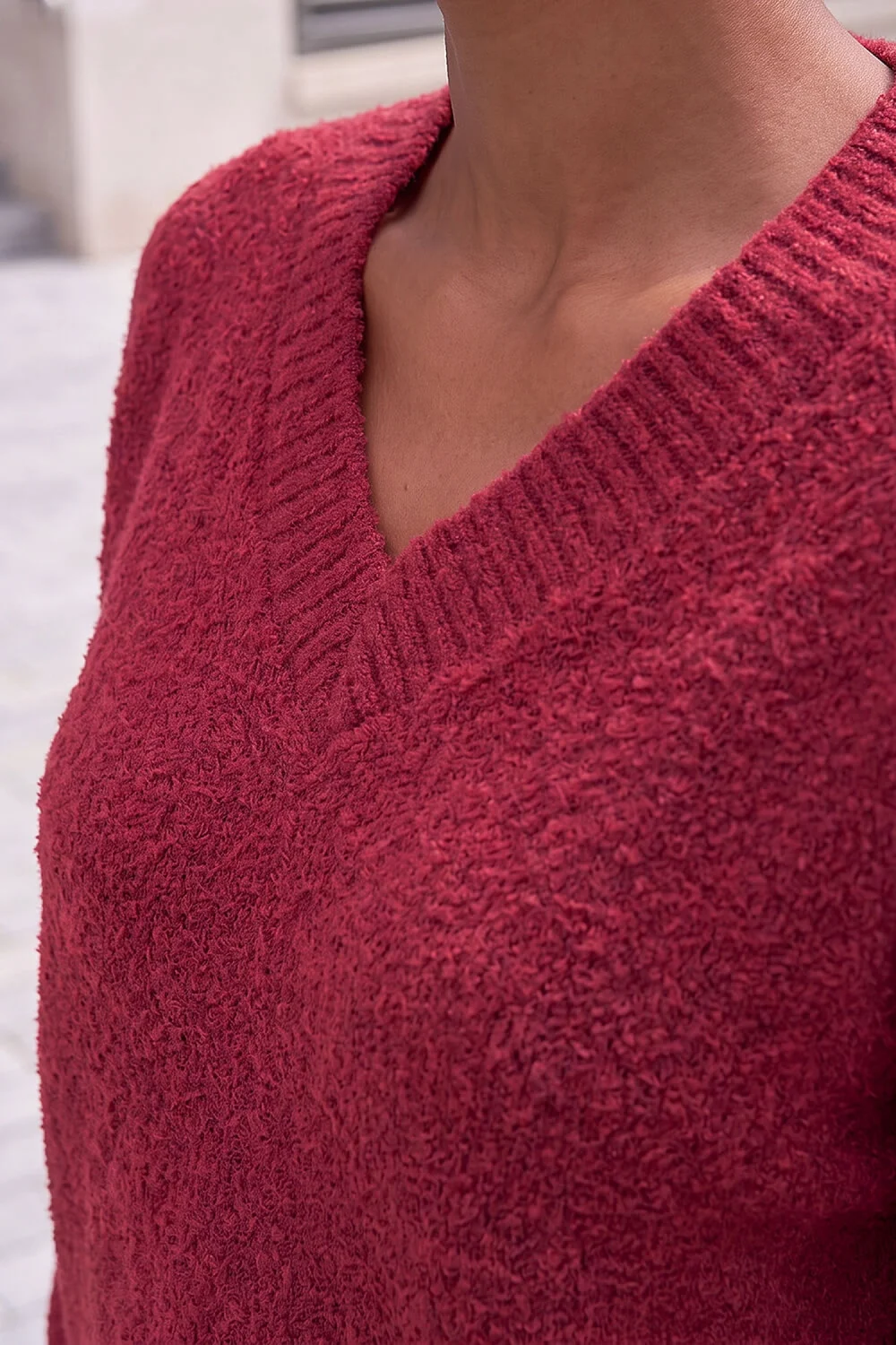 Roman Bordeaux Fleece V-Neck Knit Jumper - 12 Image 4
