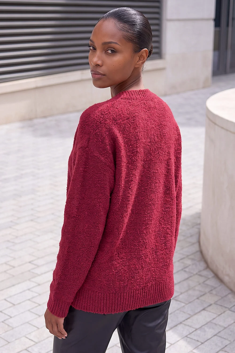 Roman Bordeaux Fleece V-Neck Knit Jumper - 12 Image 2