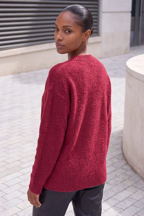 Roman Bordeaux Fleece V-Neck Knit Jumper - 12 Image 2