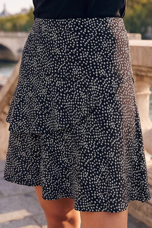 Roman Black Floral Jersey Stretch Skater Skirt - 16 Image 4