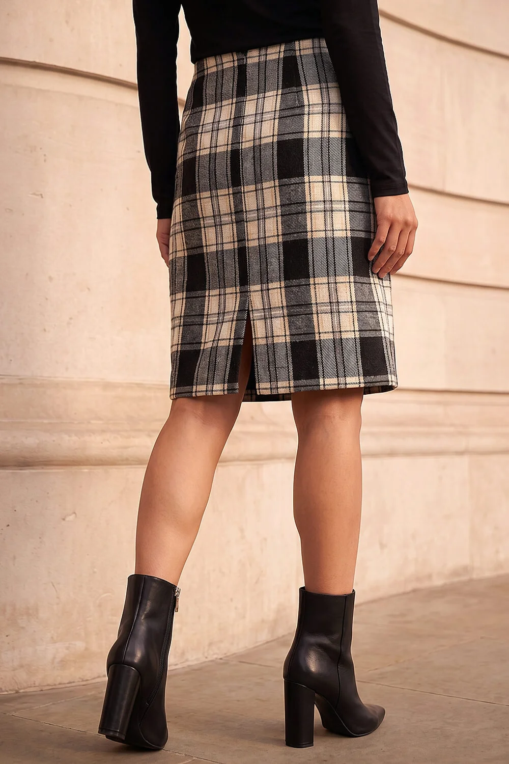 Roman Black Brushed Check Skirt - 14 Image 3
