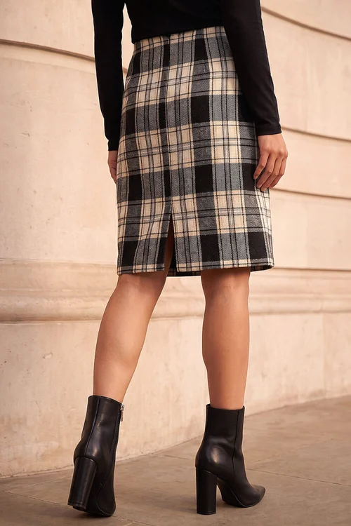 Roman Black Brushed Check Skirt - 14 Image 3