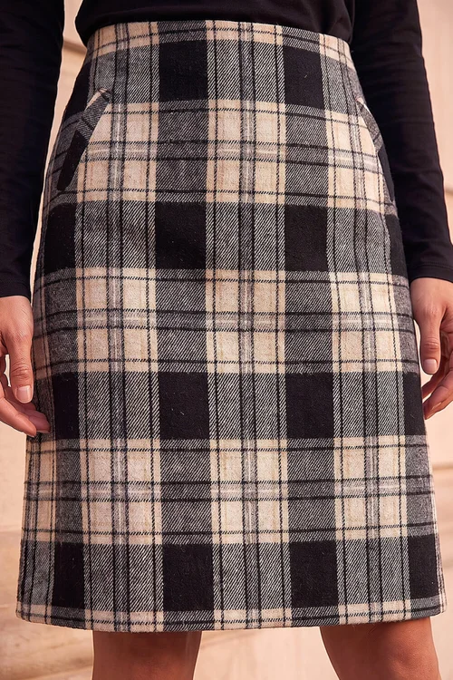 Roman Black Brushed Check Skirt - 14 Image 2