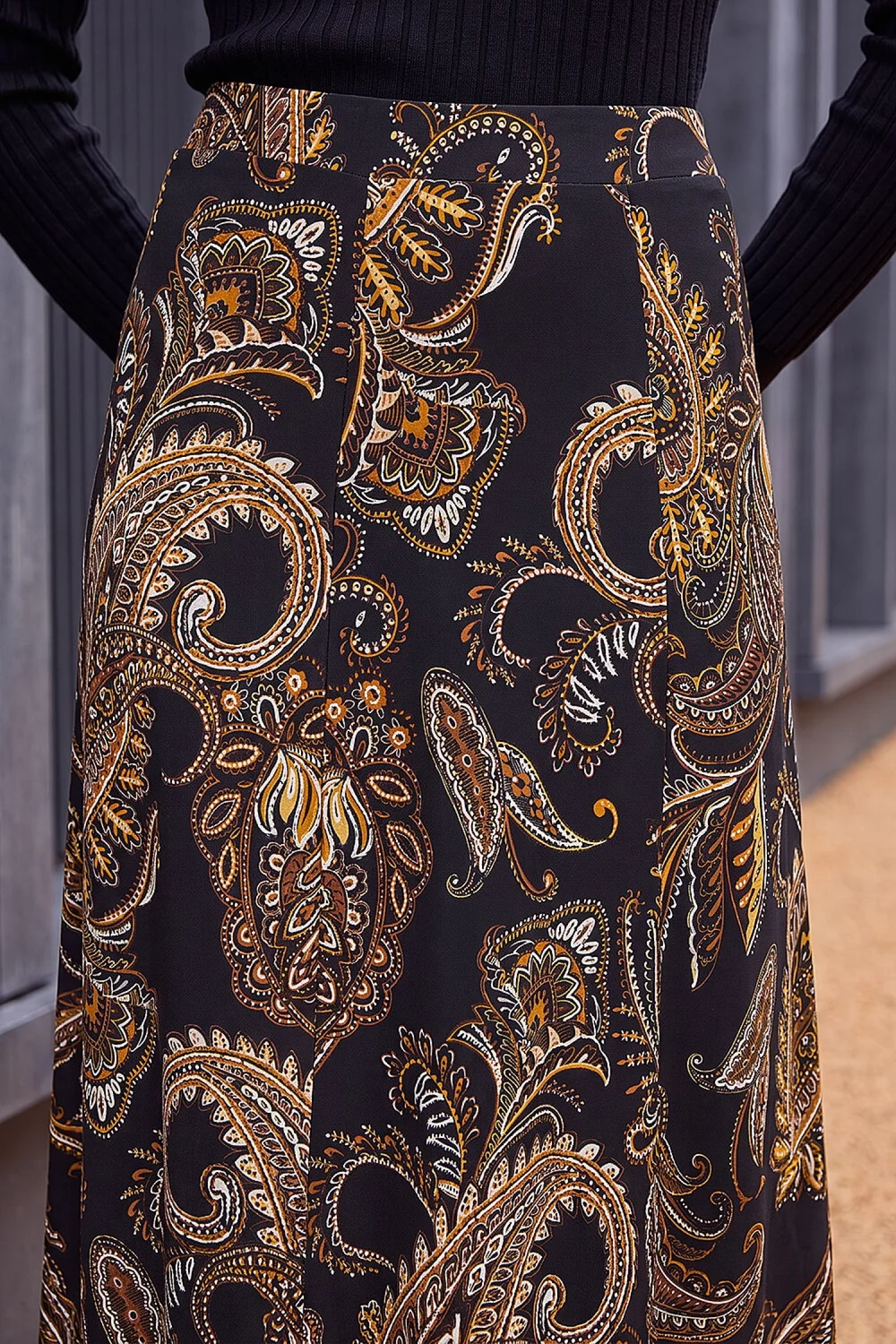 Roman Ochre Paisley Print Skirt - 10 Image 4