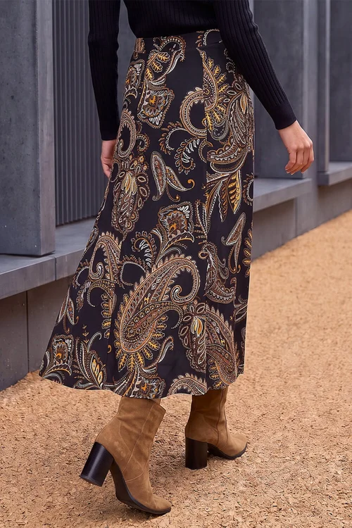 Roman Ochre Paisley Print Skirt - 10 Image 3