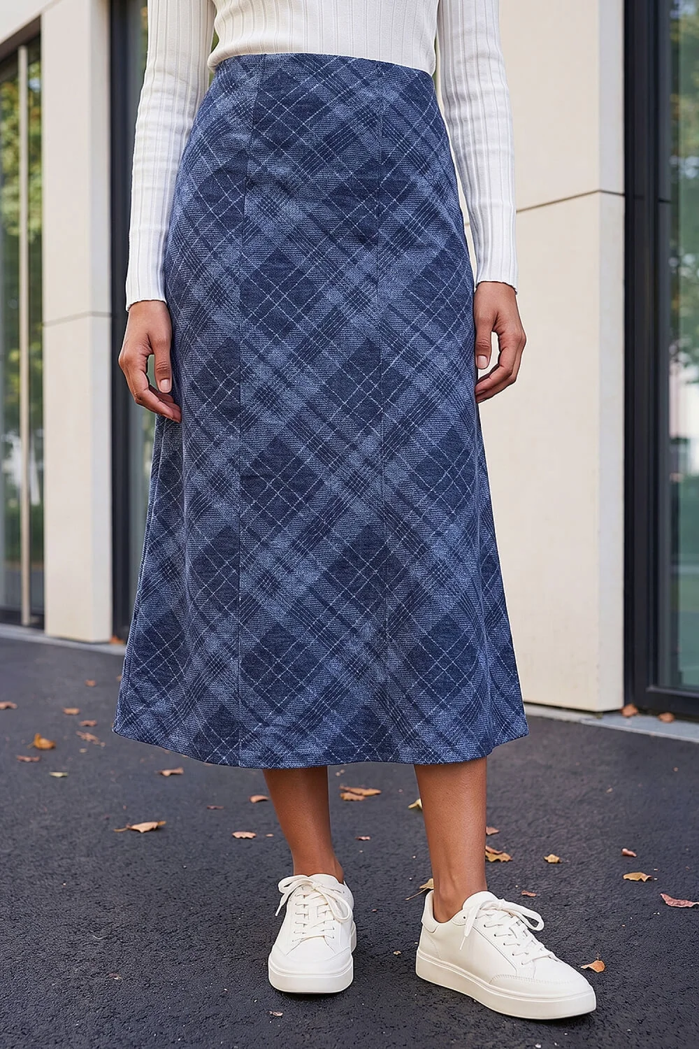Roman Navy Shadow Check Skirt - 14 Image 1