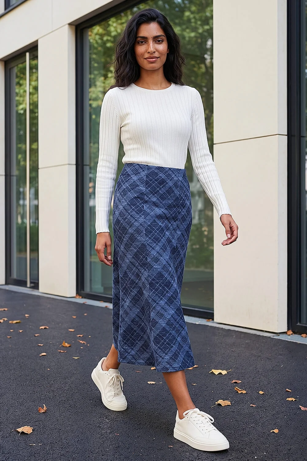 Roman Navy Shadow Check Skirt - 14 Image 2