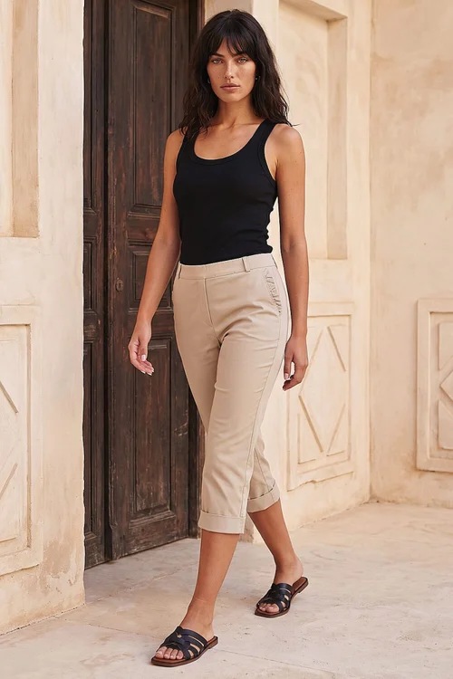 Roman Stone Frill Pocket Stretch Crop Trouser - 16 Image 2