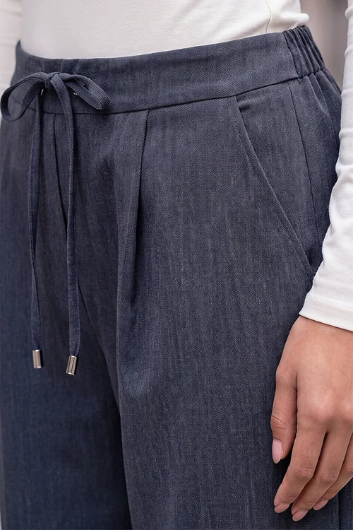 Roman Indigo Petite Drawstring Narrowed Leg Trouser - 16 Image 4