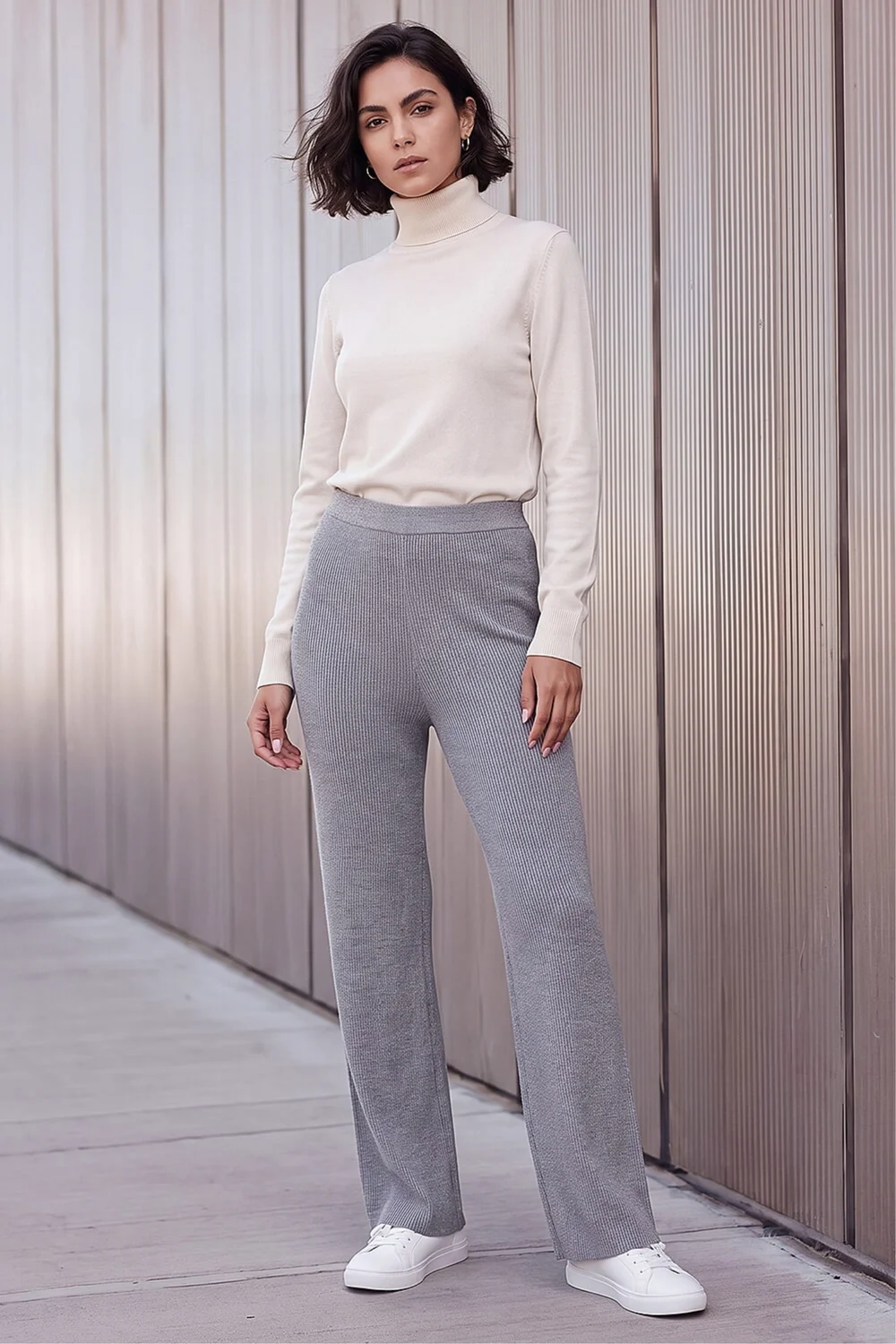 Roman Grey Shimmer Ribbed Knit Trouser - 12 Image 3