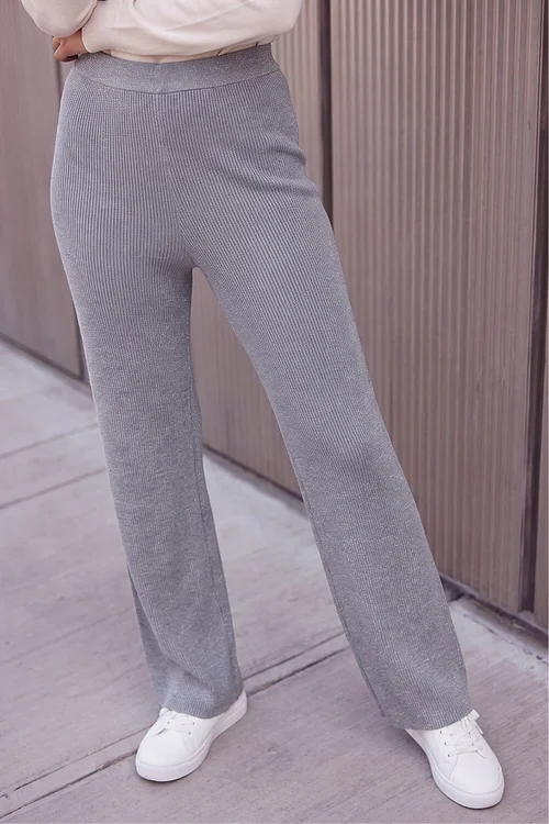 Roman Grey Shimmer Ribbed Knit Trouser - 12 Image 2