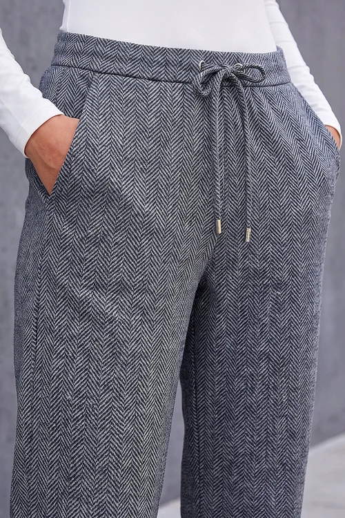 Roman Grey Petite Herringbone Stretch Trouser - 16 Image 4