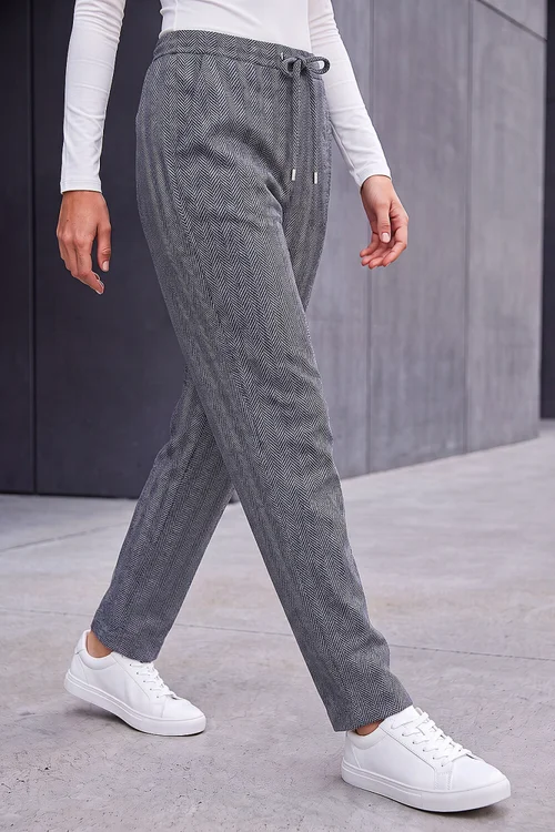 Roman Grey Petite Herringbone Stretch Trouser - 16 Image 1