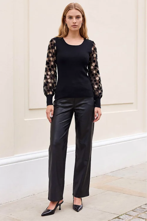 Roman Black Polka Dot Knit Top - 16 Image 2