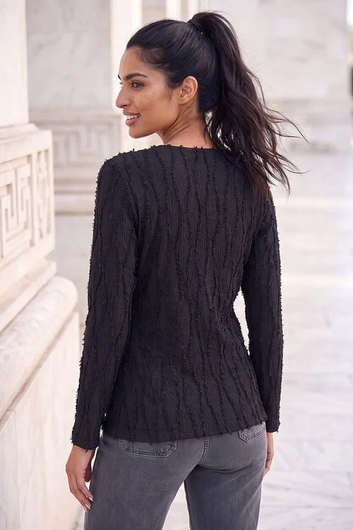 Roman Black Snaffle Trim Textured Top - 16 Image 3