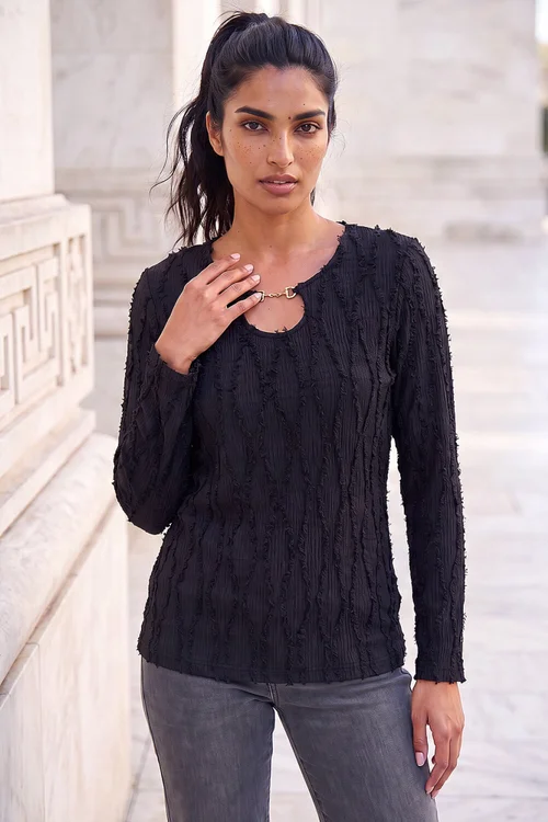 Roman Black Snaffle Trim Textured Top - 16 Image 1