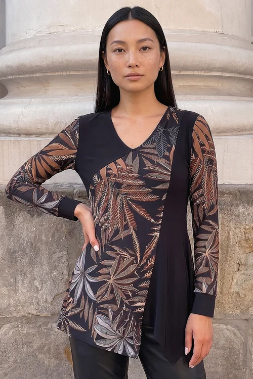 Roman Mocha Fern Asymmetric Panel Top - 16 Image 1