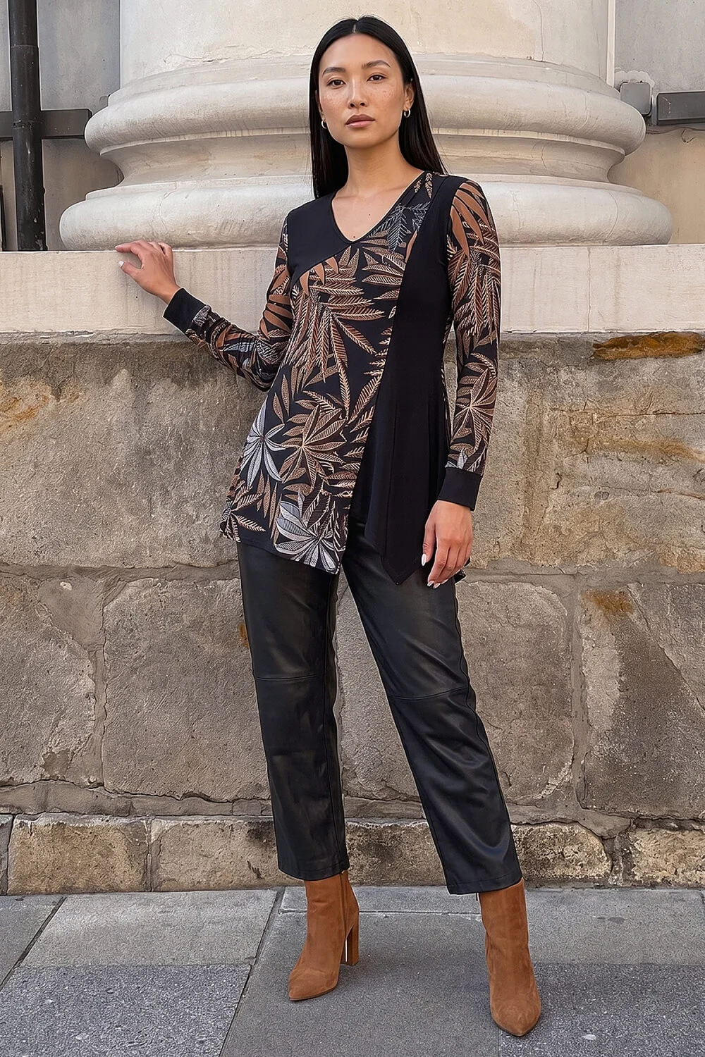 Roman Mocha Fern Asymmetric Panel Top - 16 Image 3