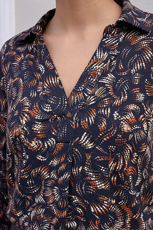 Roman Navy Abstract Puff Print Shirt - 14 Image 4