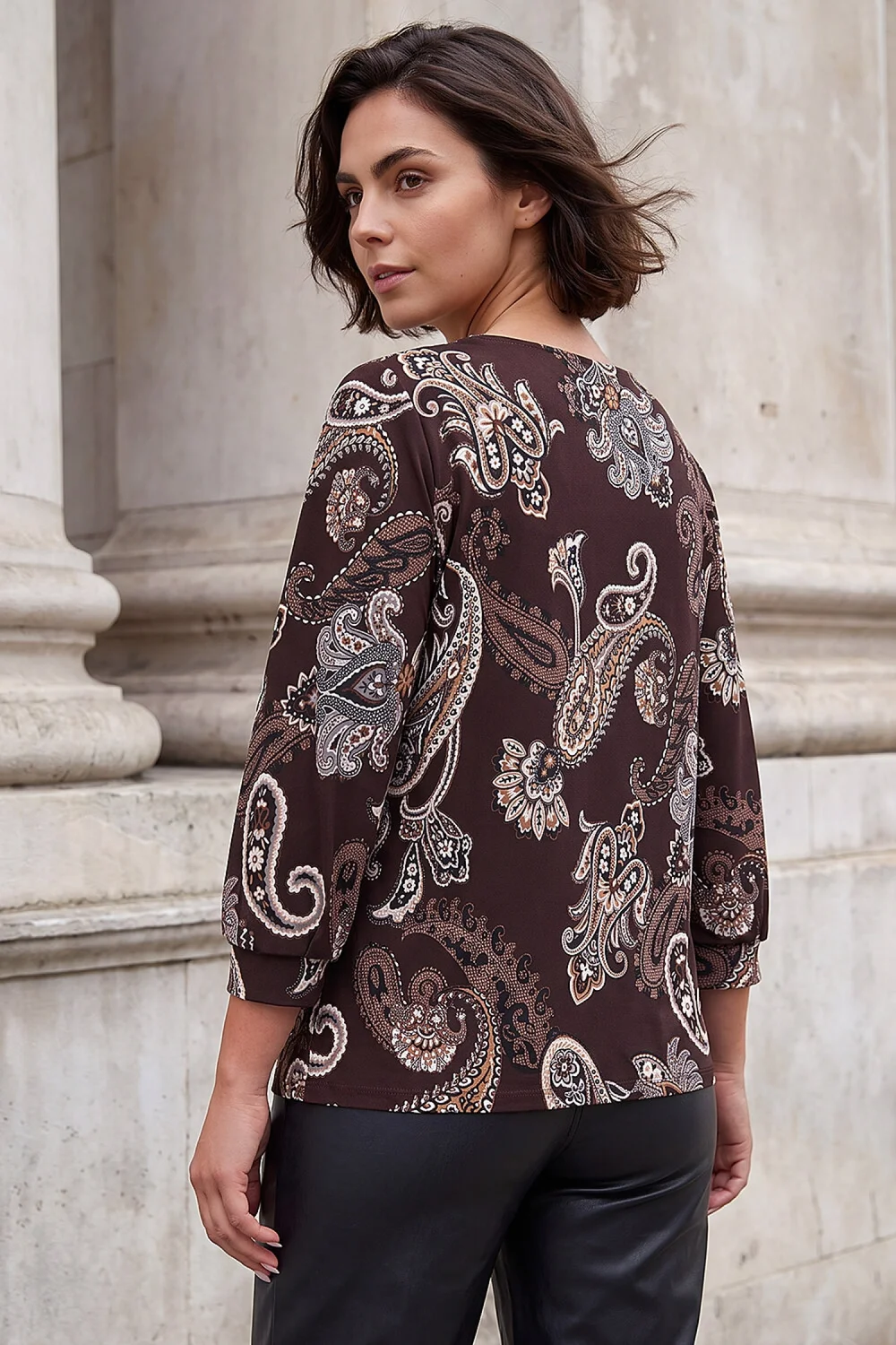 Roman Chocolate Paisley Drop Shoulder Top - 10 Image 2