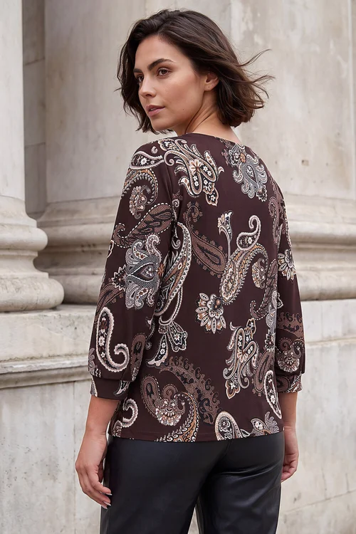 Roman Chocolate Paisley Drop Shoulder Top - 10 Image 2