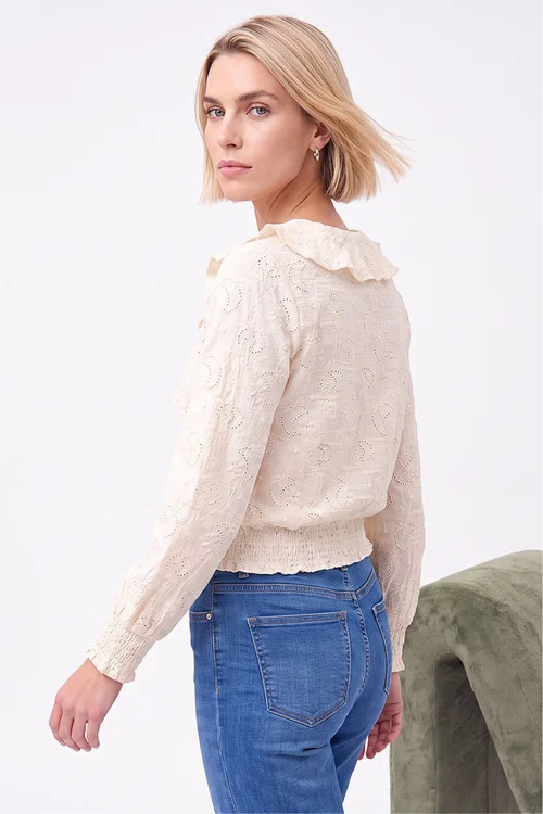 Roman Cream Textured Frill Top - 18 Image 4