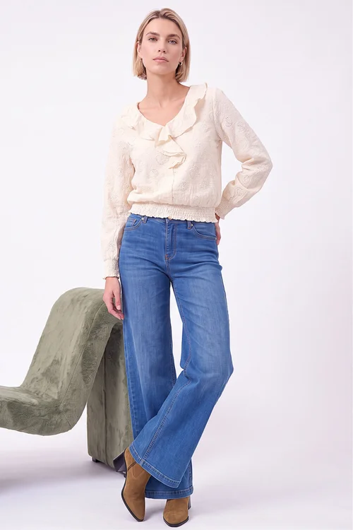 Roman Cream Textured Frill Top - 18 Image 2