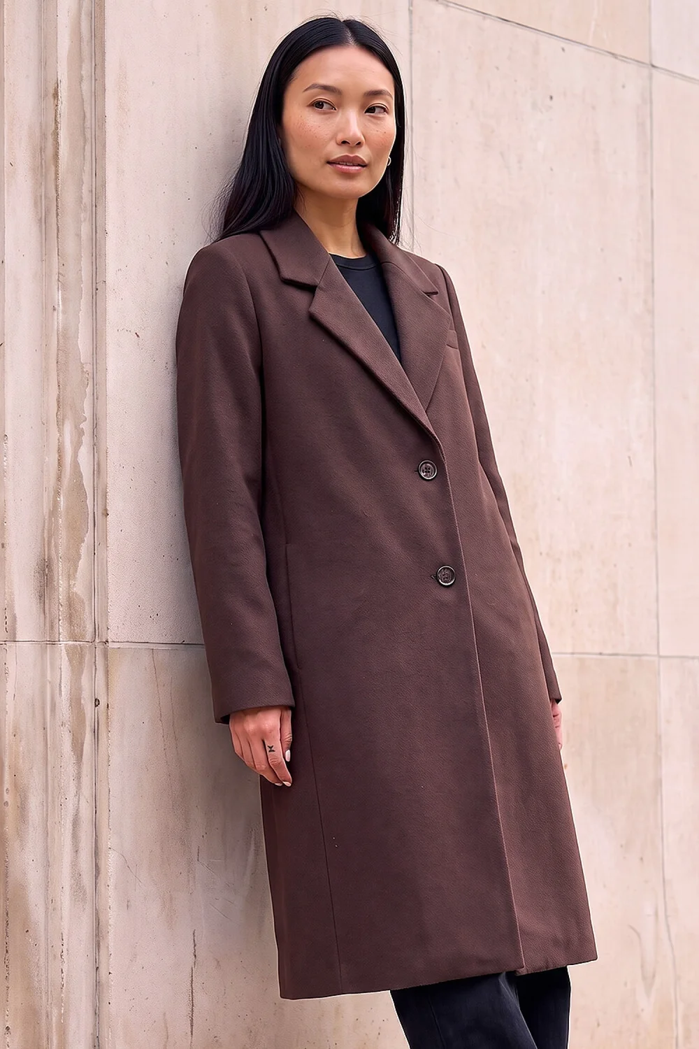 Roman Chocolate Smart Single Breasted Coat - 12 Image 2