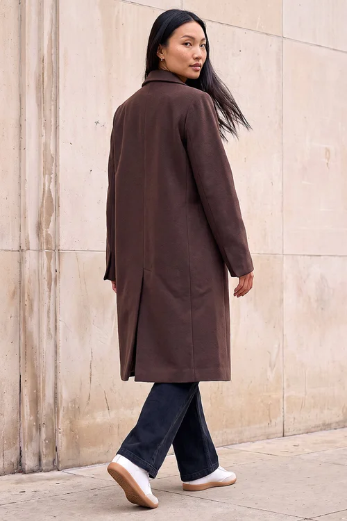 Roman Chocolate Smart Single Breasted Coat - 12 Image 3