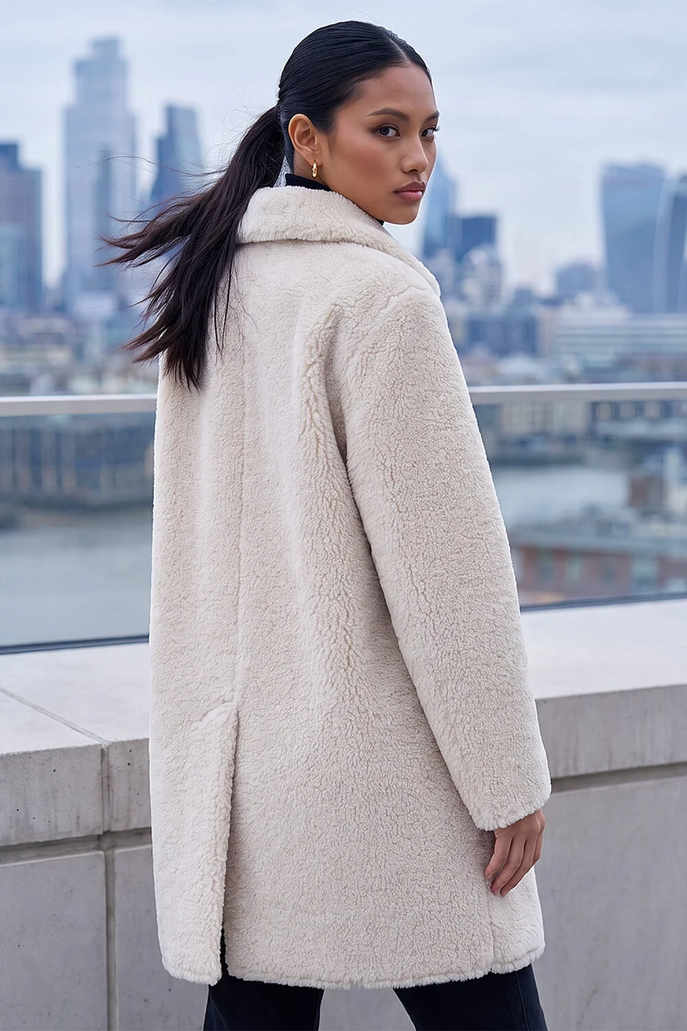 Roman Ivory Petite Faux Sheepskin Coat - 18 Image 4