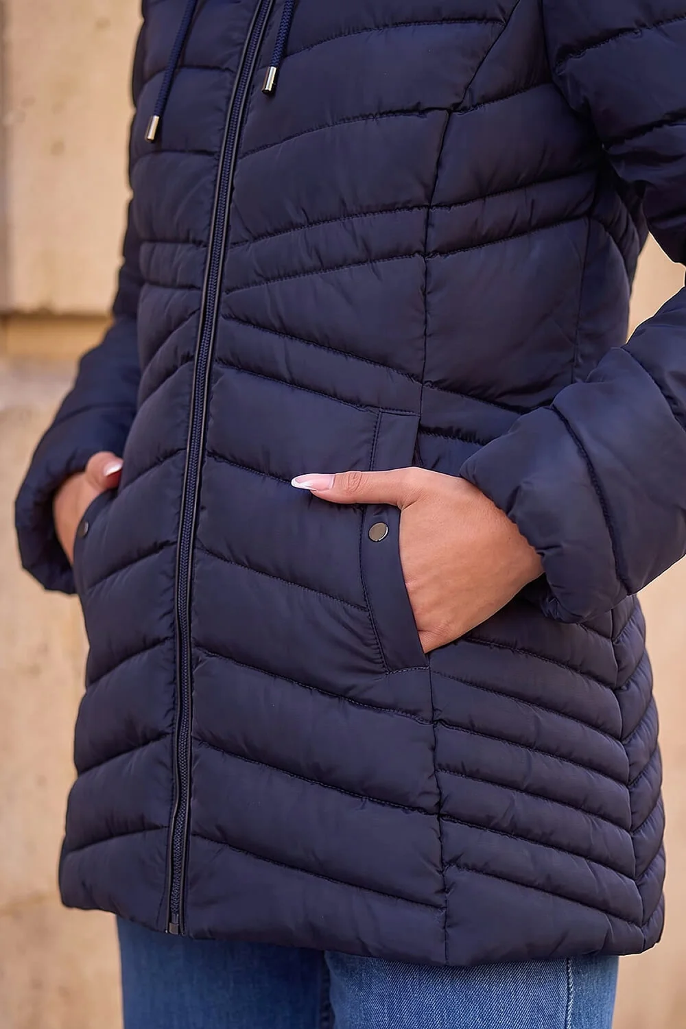 Roman Midnight Blue Faux Fur Hooded Coat - 20 Image 4