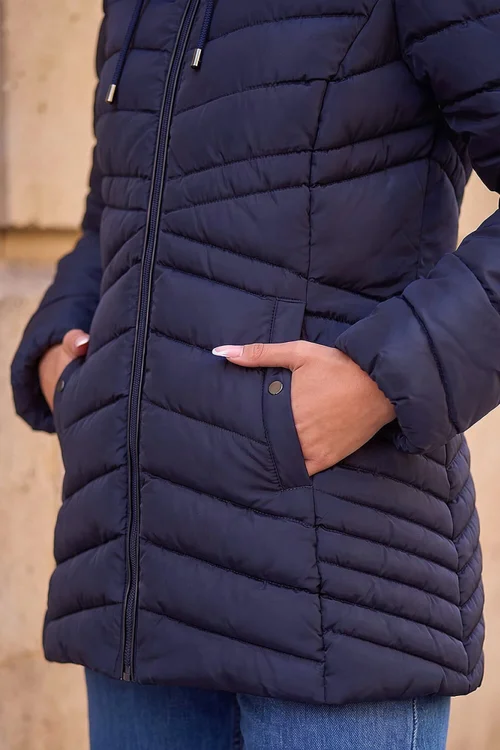 Roman Midnight Blue Faux Fur Hooded Coat - 20 Image 4