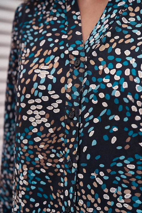 Roman Teal Spot Puff Print Stretch Blouse - 16 Image 4