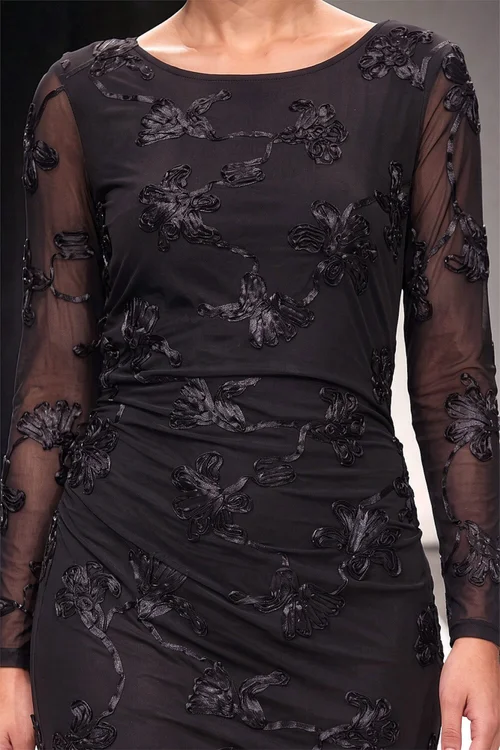 Roman Black Cornelli Stretch Mesh Dress - 14 Image 4