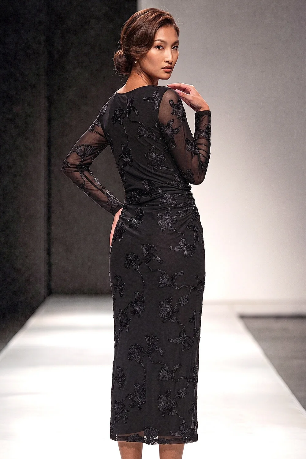 Roman Black Cornelli Stretch Mesh Dress - 14 Image 3