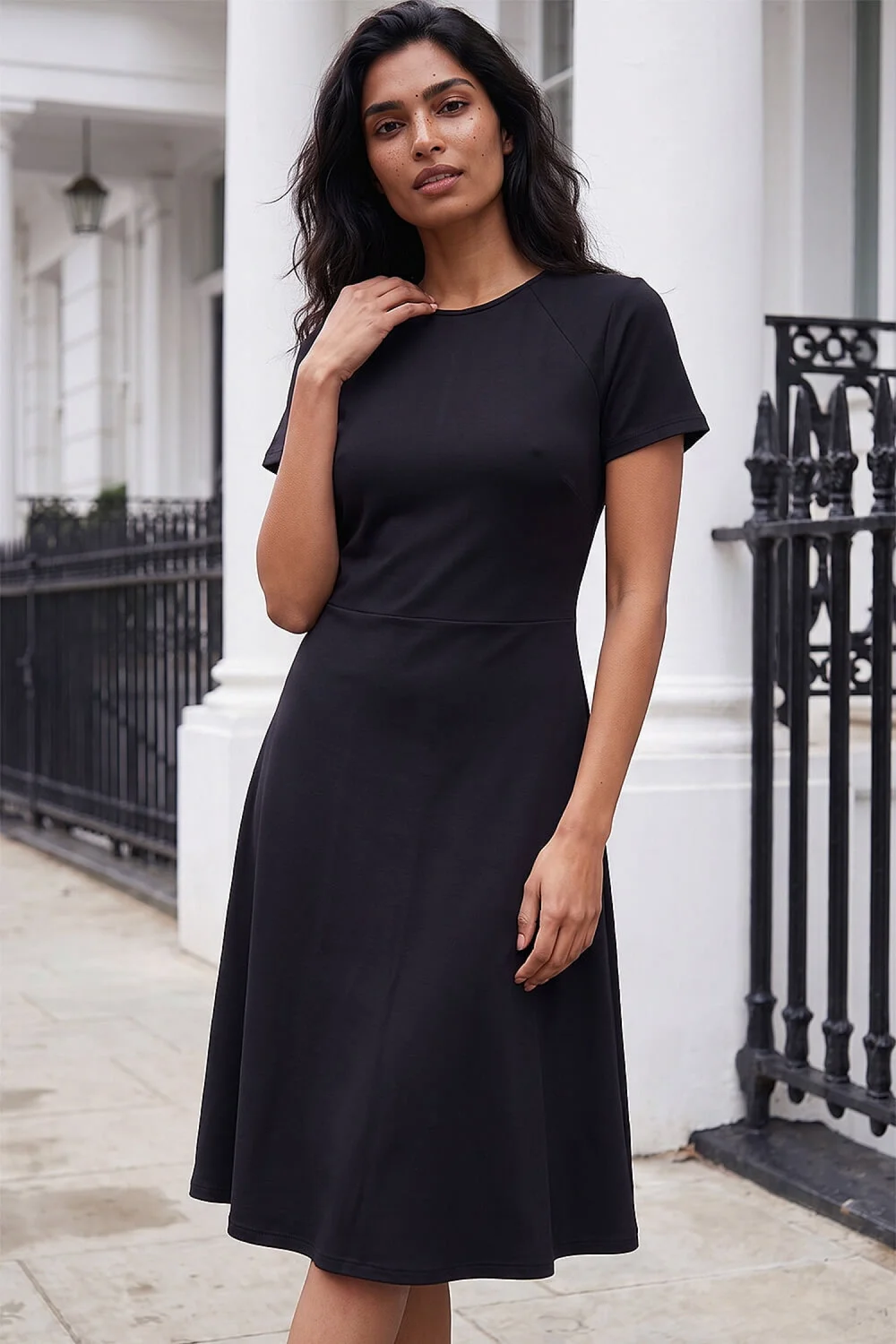 Roman Black Ponte Belted Short Dress - 14 Image 1