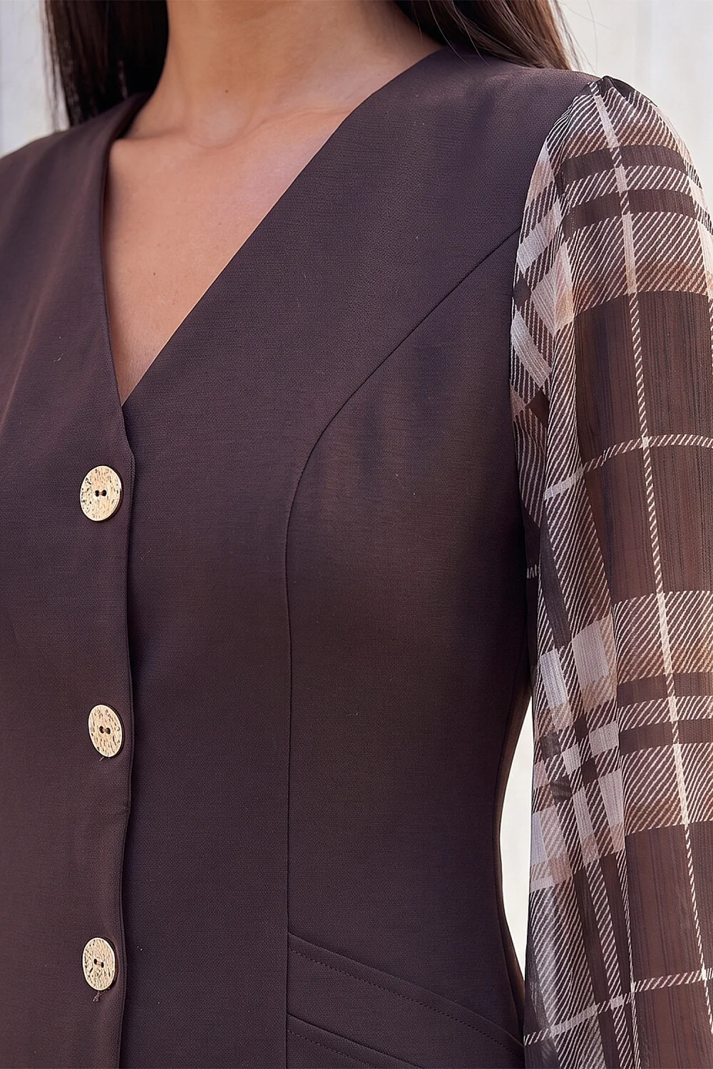 Roman Chocolate Petite Button Down Dress - 14 Image 4