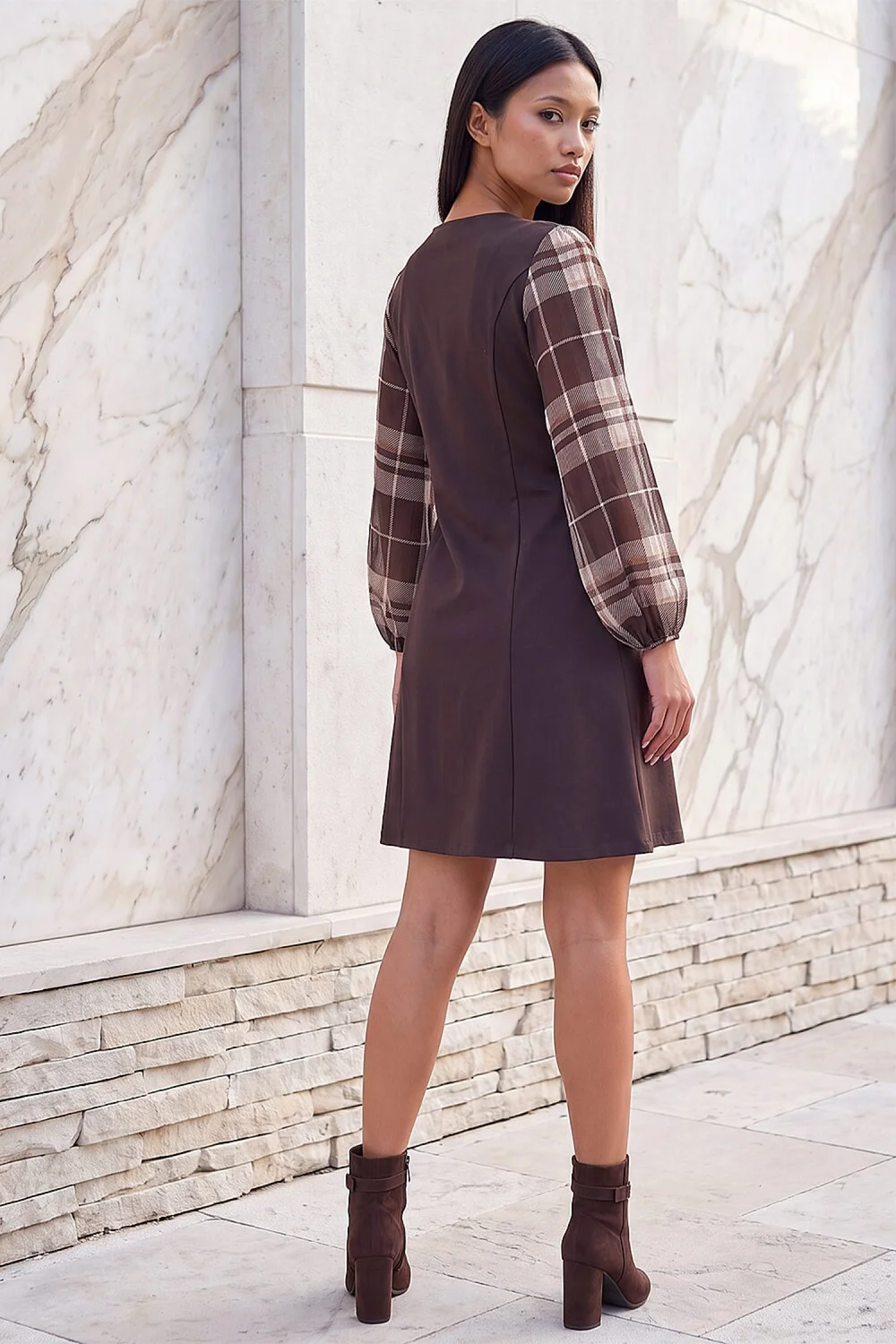 Roman Chocolate Petite Button Down Dress - 14 Image 3