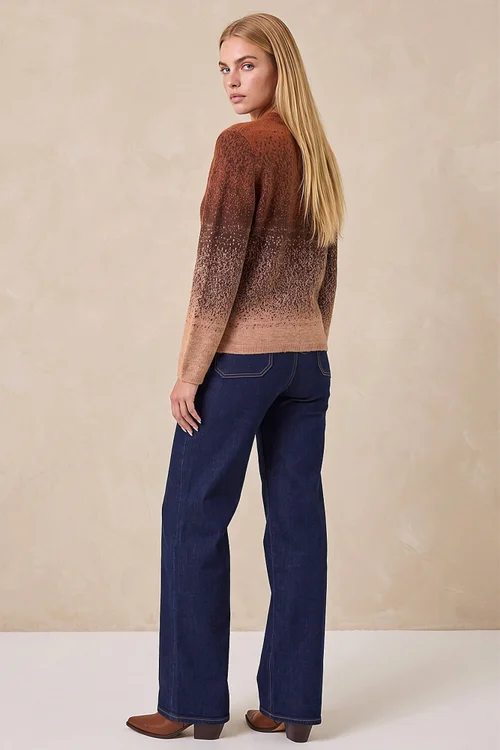 Roman Brown Space Dye Crew Cardigan - 10 Image 3