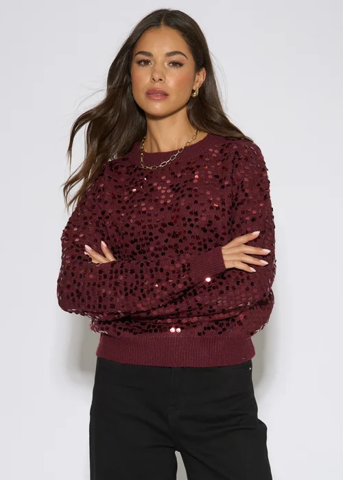 Gini London Mulberry Sequin Long Sleeves Knit Jumper - L/XL Image 3