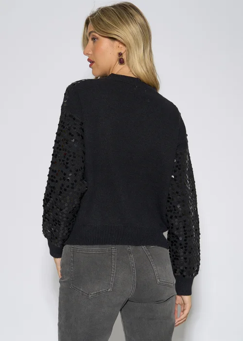 Gini London Black Sequin Long Sleeves Knit Jumper - S/M Image 2