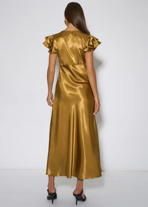 Gini London Gold Contrast Lace Satin Midi Dress - 14 Image 2