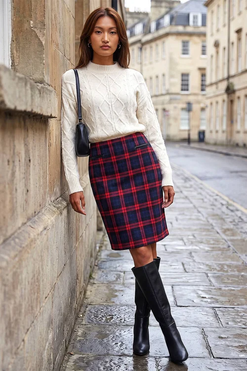Roman Red Check Print Skirt - 18 Image 2