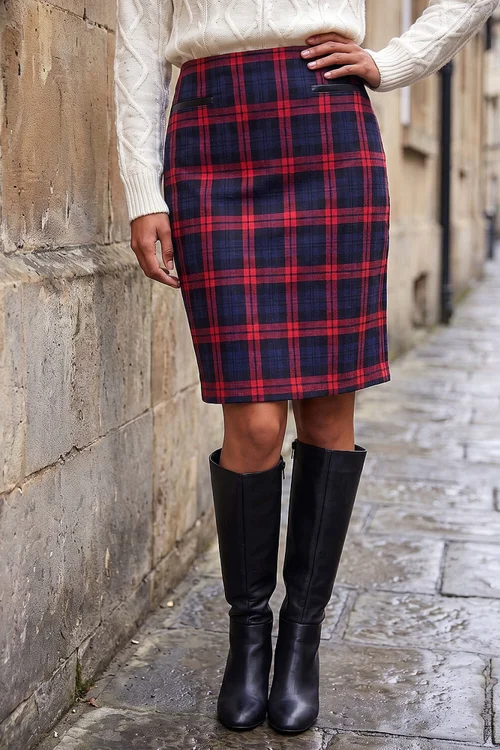 Roman Red Check Print Skirt - 18 Image 1