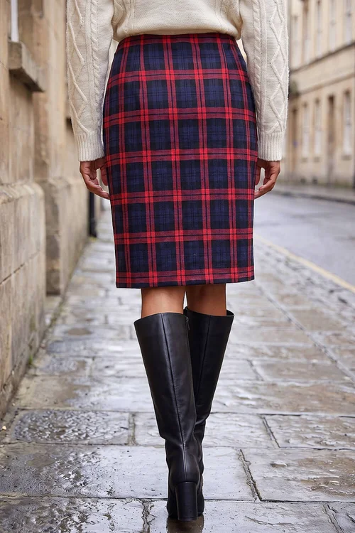 Roman Red Check Print Skirt - 18 Image 3