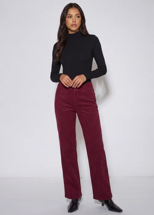 Gini London Mulberry Cord Straight Leg Trousers - 12 Image 1