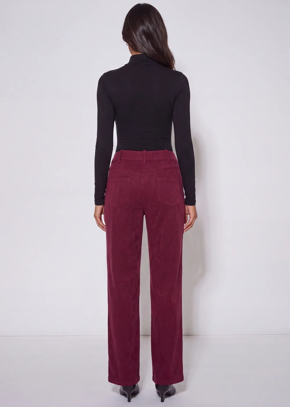 Gini London Mulberry Cord Straight Leg Trousers - 12 Image 2