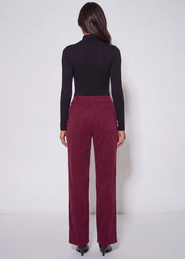 Gini London Mulberry Cord Straight Leg Trousers
